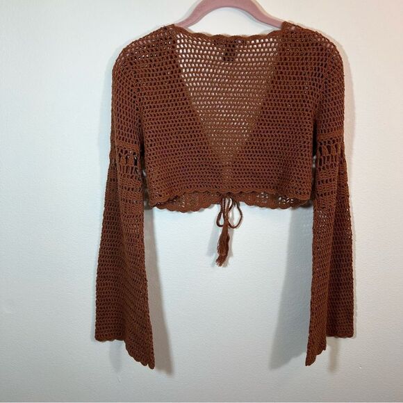 ✨ Forever 21 Brown Knit Shrug Sweater Small - Picture 7 of 9